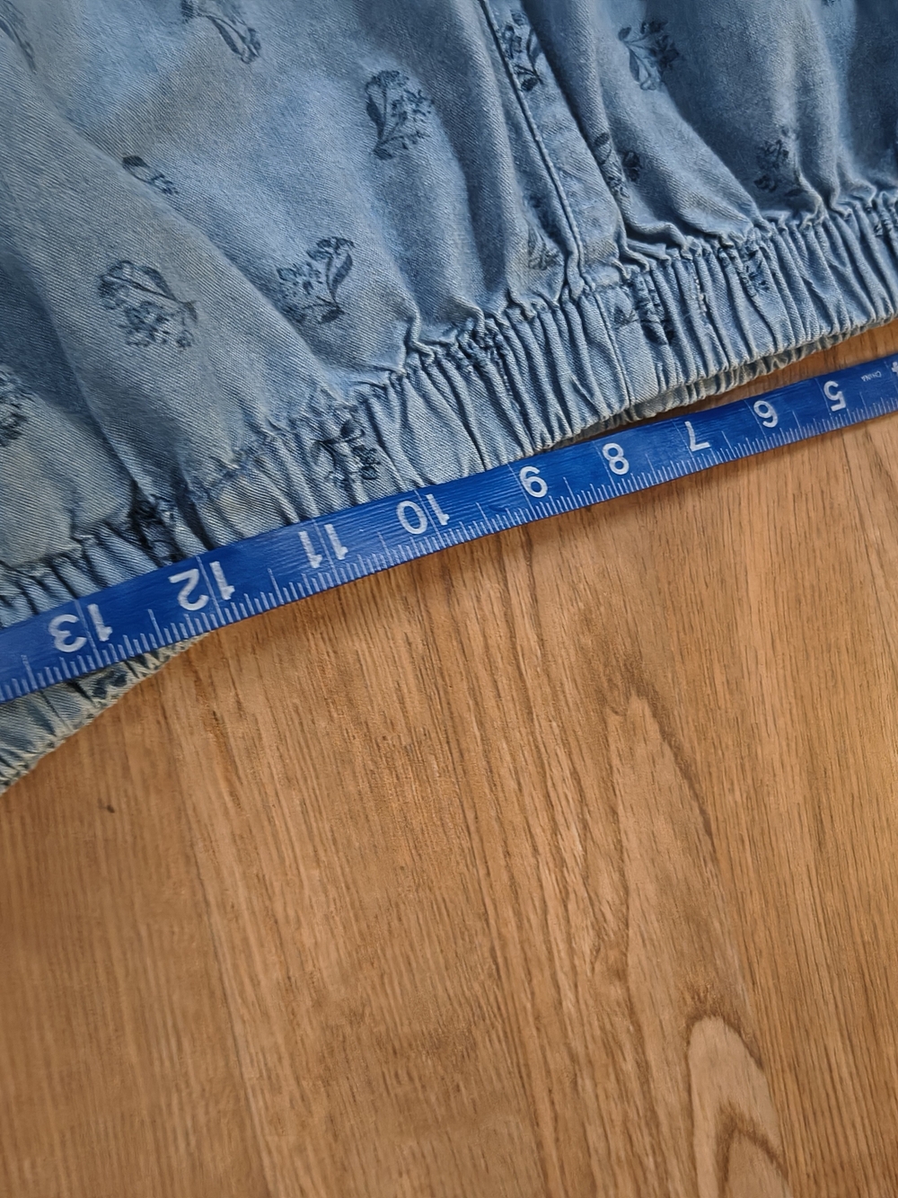 Basic Editions Light Blue Denim Jogger Pants with Navy Floral Accents - Picture 5 of 8